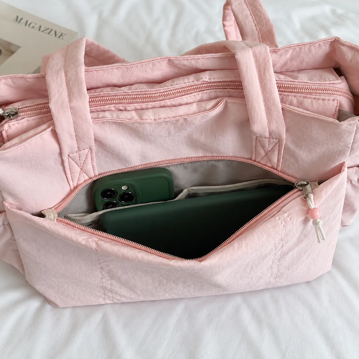 Margo Textured Tote - detail view; styling accessories not included