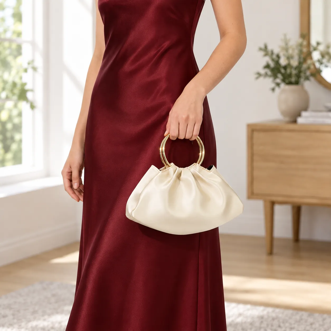 Della Satin Pouch - use view; props excluded