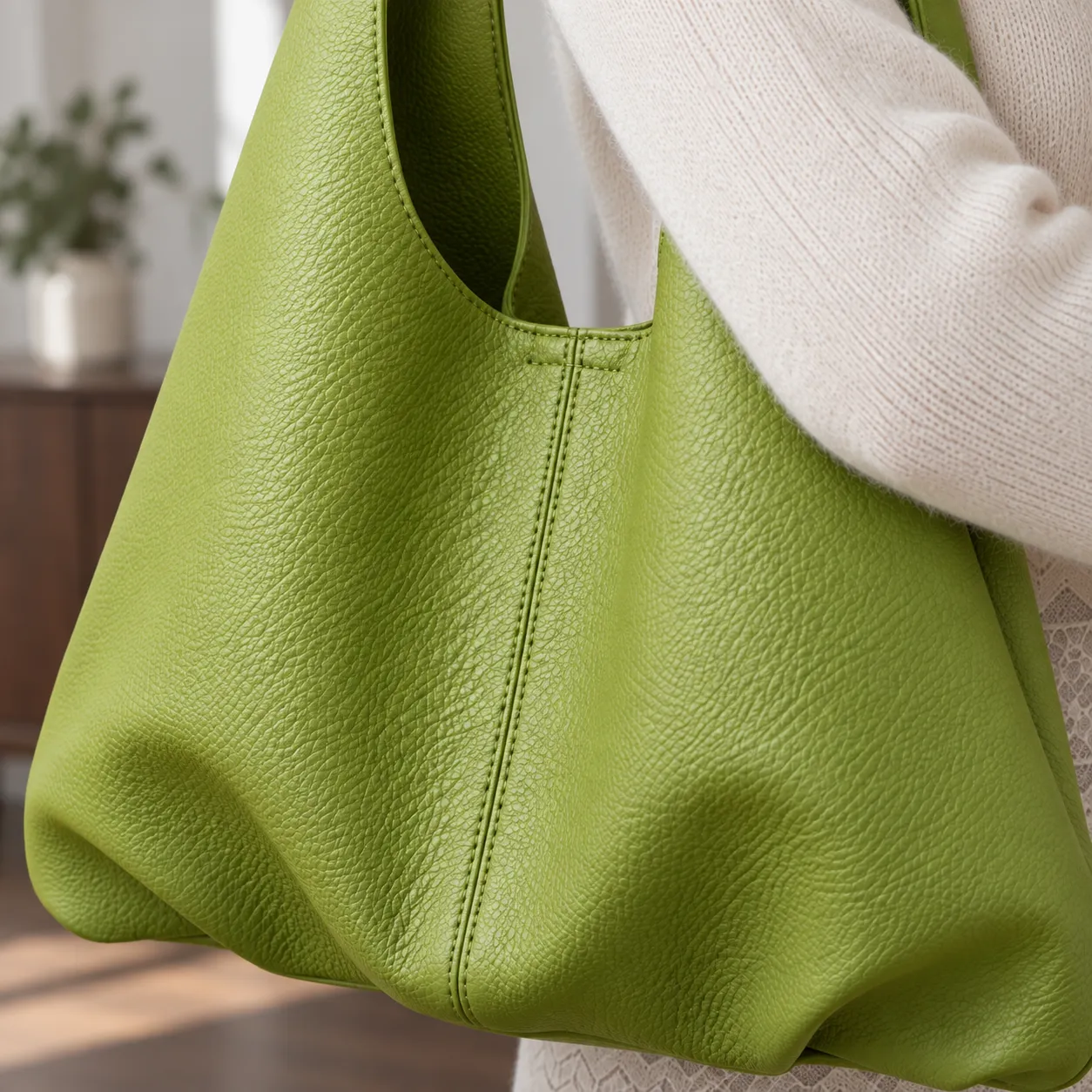 Iris Sculpted Shoulder Bag - detail view; styling objects excluded