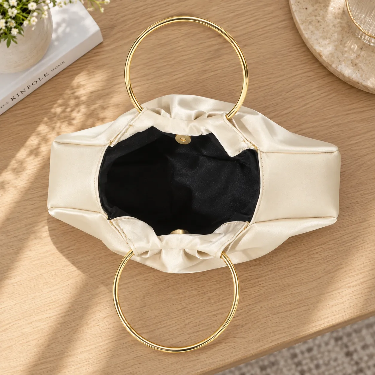 Della Satin Pouch - alternate view; props excluded