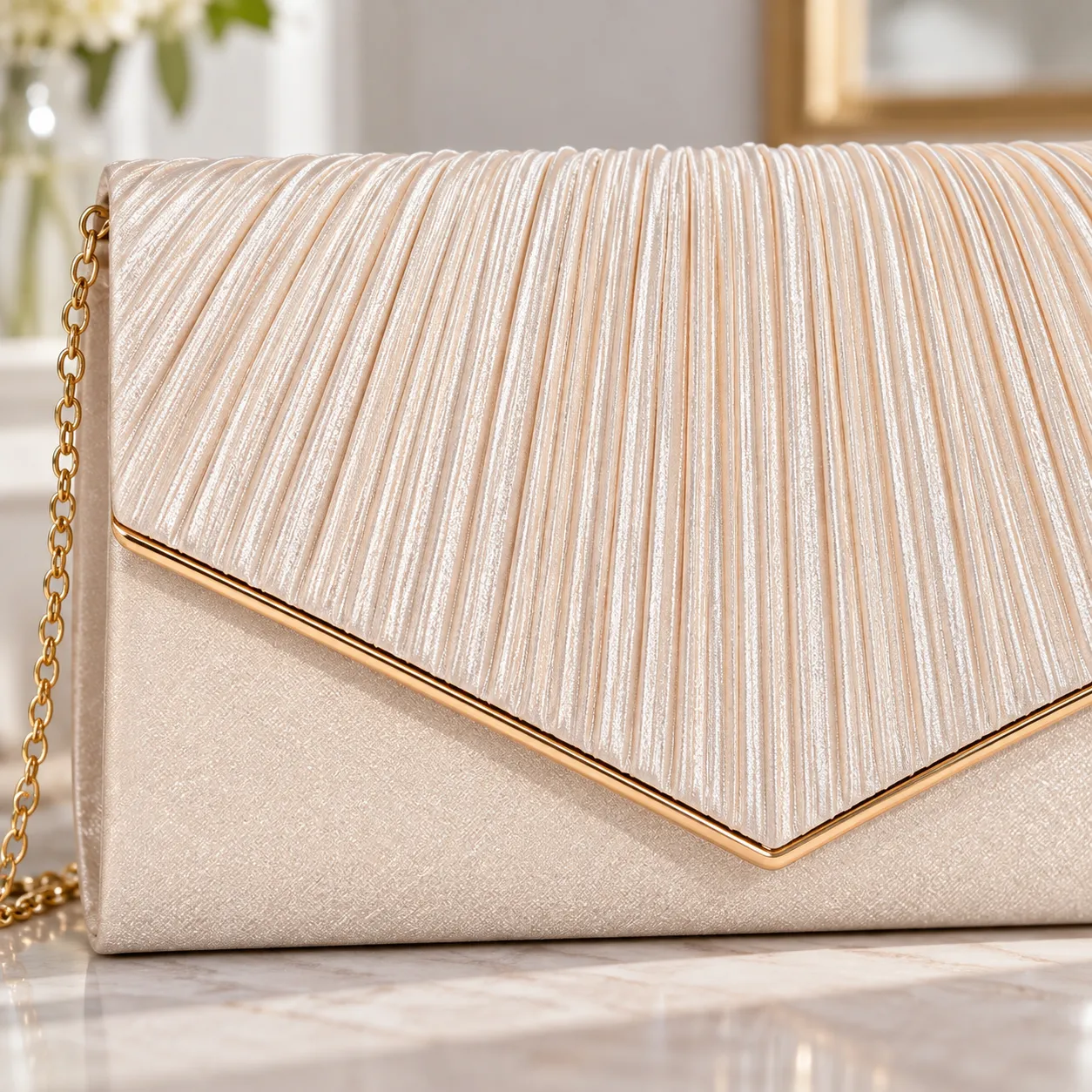 Mae Pleated Envelope - detail view; props excluded
